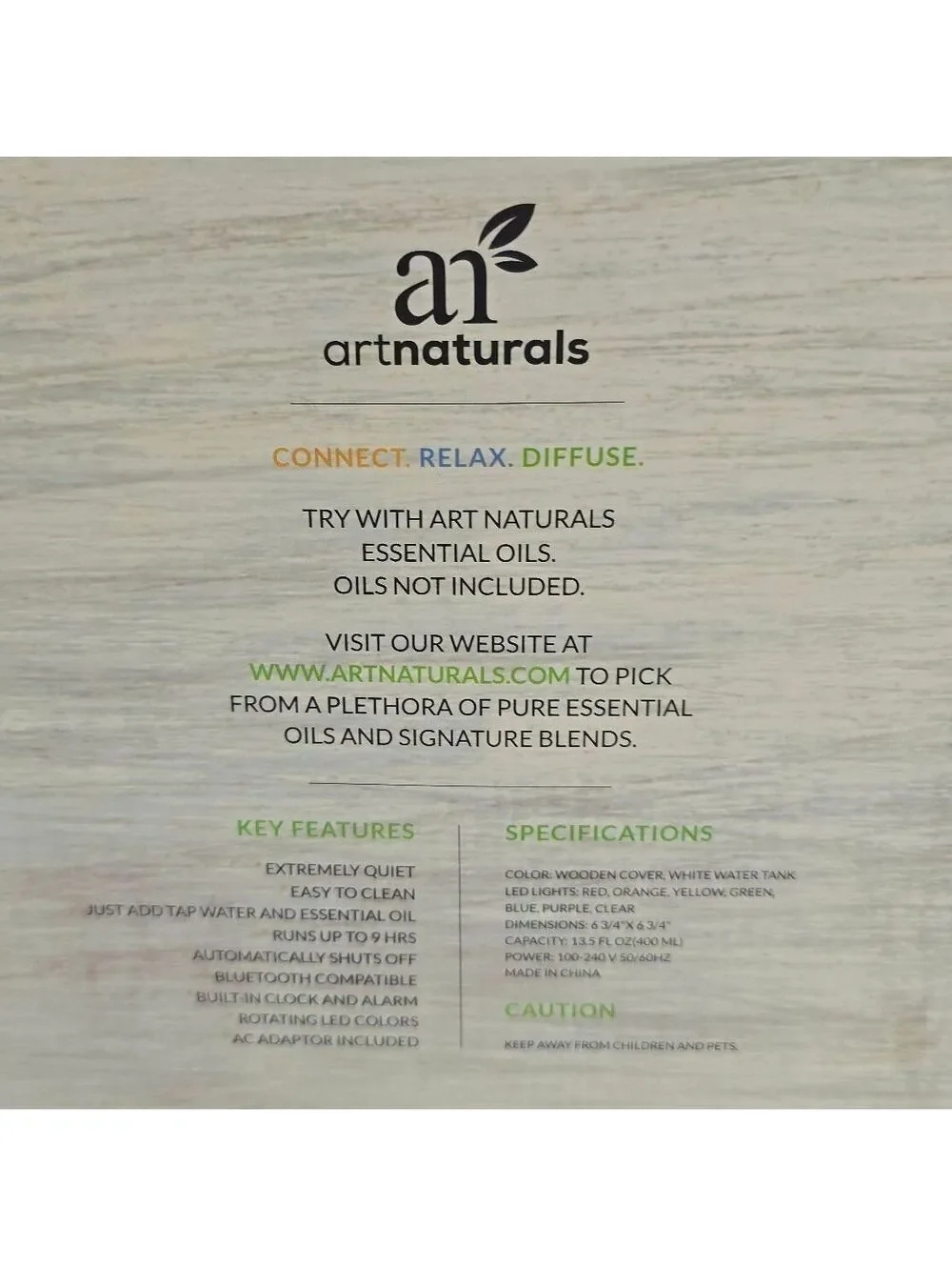 ArtNaturals Bluetooth Essential Oil Diffuser 400ml Speaker Clock Alarm Wood